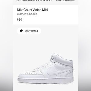 Like New Nike Court Vision Mid shoes Women size 7